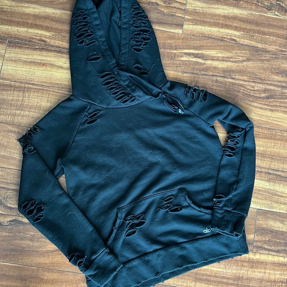 Black Alo ripped hoodie